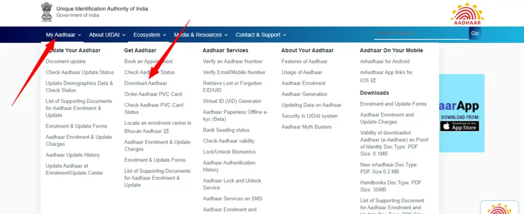 Aadhar Download 1 Step Image